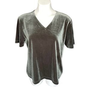 Vintage 90s Kathie Lee Collection Sage Green Velvet Blouse size XL